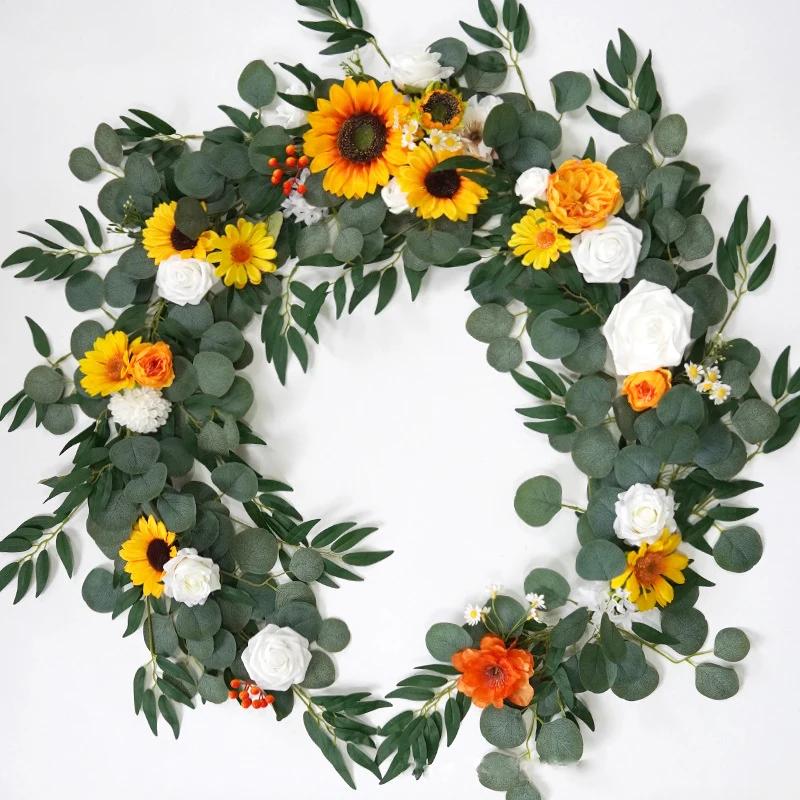 Artificial Flower Garlands for Table Runner Eucalyptus Sweetheart Table Centerpieces for Backdrop Boho Wedding Decoration