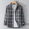 Мужская осенняя повседневная свободная клетчатая рубашка с длинным рукавом на пуговицах