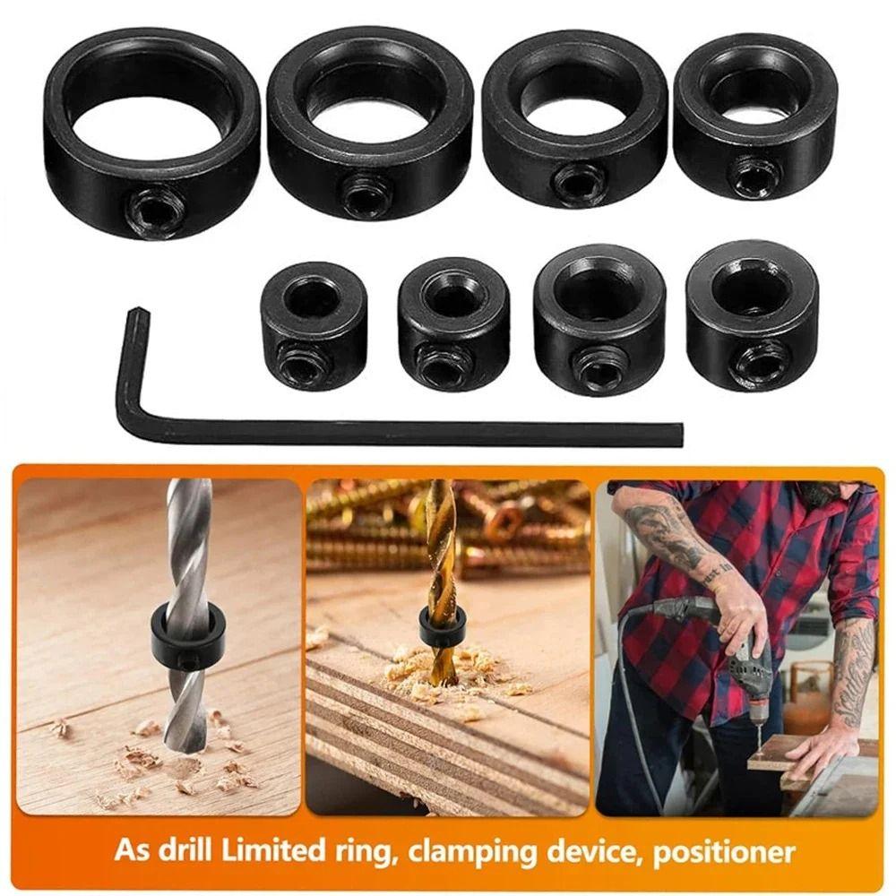 Adjustable Drill Stoper Collar Set 3-16mm Drill Stop Ring Drill Bit Limiter  Woodwork Tools