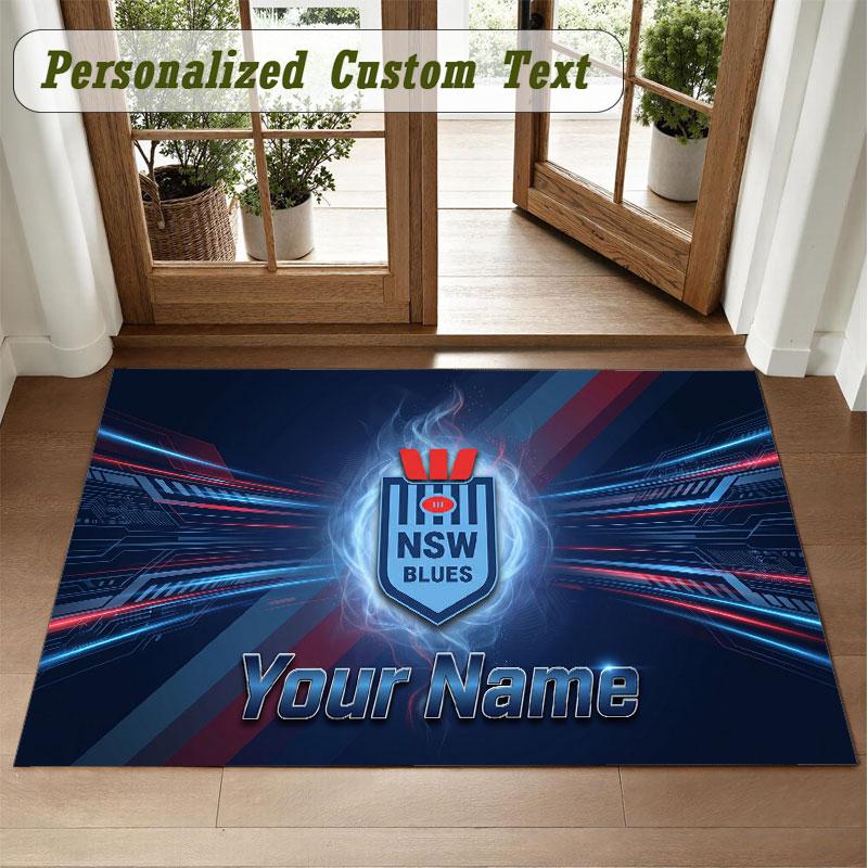 Crystal Velvet Square Rug Custom NameNSW Blues Pattern Non Slip Home Floor Decor Rug