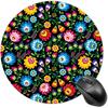 Польский цветочный народный арт Польша Цветы Круглый коврик для мыши с прошитым краем Водонепроницаемая нескользящая резиновая основа Коврики для мыши для офиса