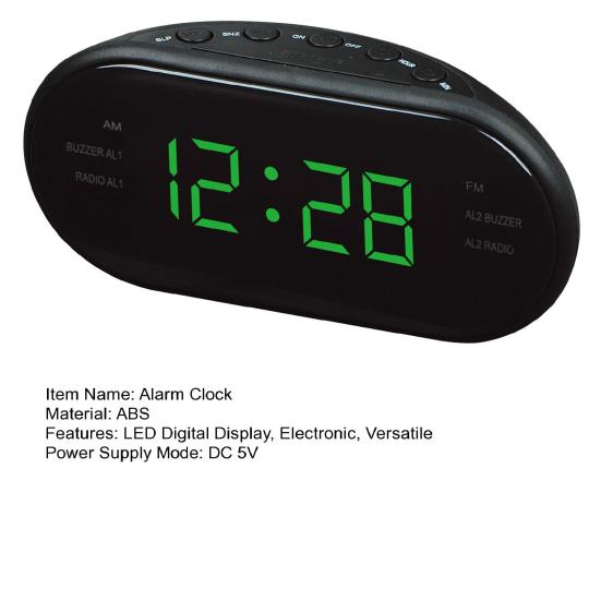 1 Set Electronic Alarm Clock Radio Snooze Function LED Digital Display Clock for Home Bedroom Office