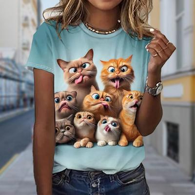 Модная женская футболка с ужасающим котом и армией, забавная повседневная футболка с круглым вырезом и короткими рукавами, летняя женская футболка