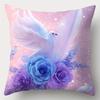 Peace & Love Style Pillow Covers, Colorful White Dove & Purple Rose Print Cushion Cases, Cozy Home Decor For Bedroom Living Room
