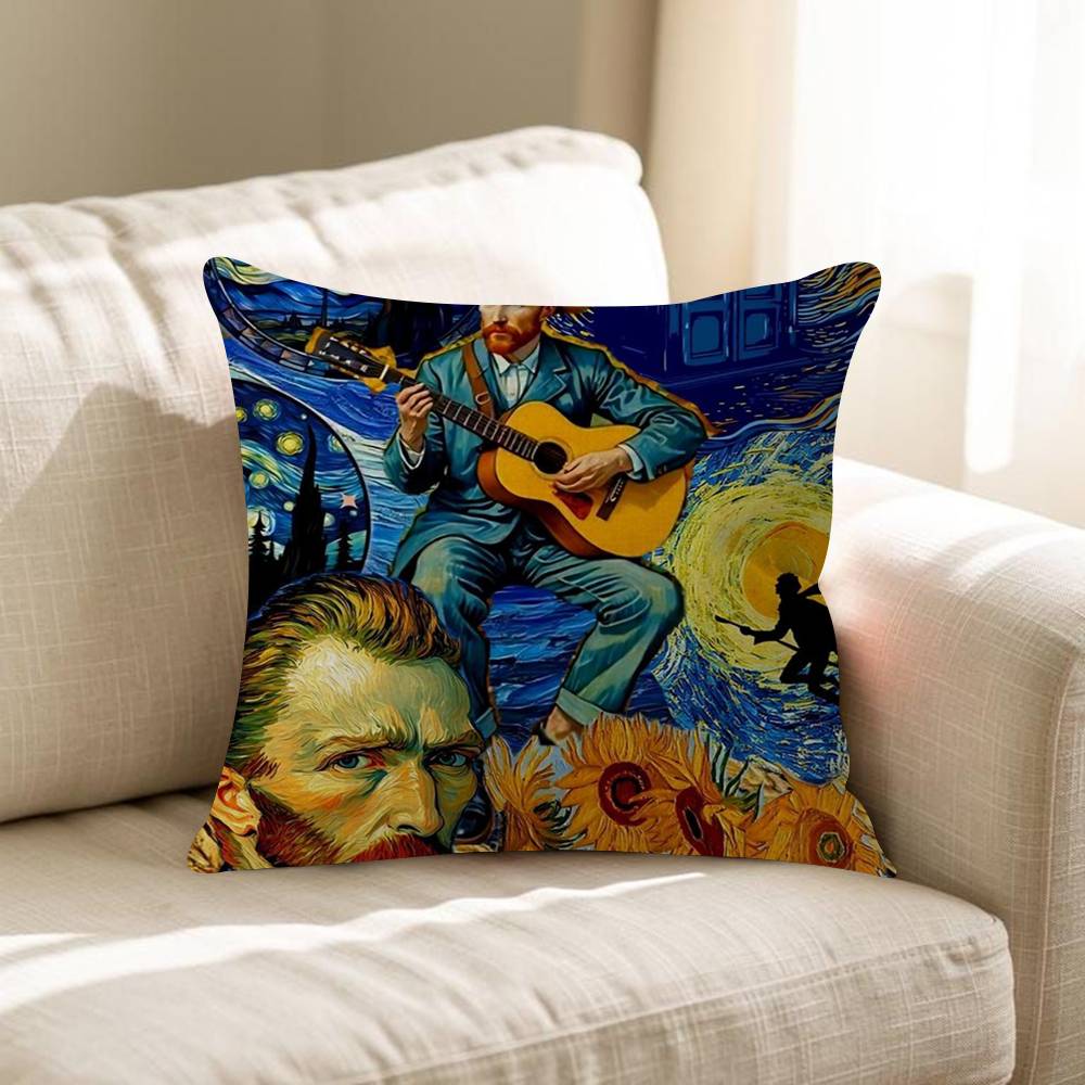 Vincent Van Gogh Oil INS Office Cushion Pillowcase Car Cushion Cover45X45CM Lumbar Pillowcase Sofa Pillowcover