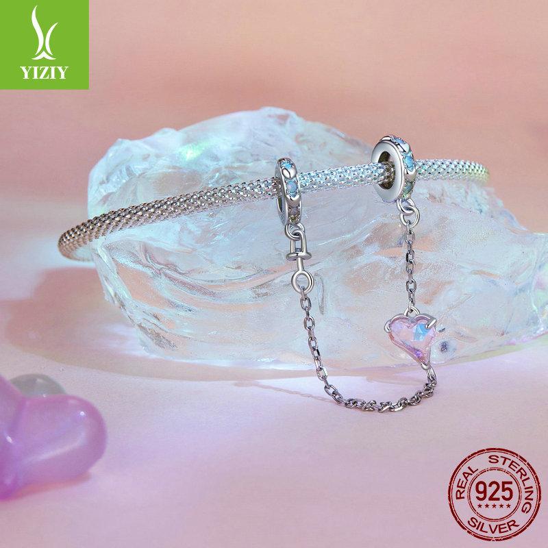 Valentine'S Day Series Pink Love Diy Safety Chain Accessories, Romantic Confession S925 Silver Bracelet Beaded