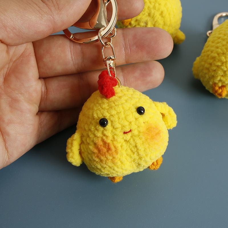 Cute Glasses Chick Crochet Keychains Knitting Cartoon Chick Doll Keyrings For Bag Pendant Knitted Funny Duck Keyrings Wholesale