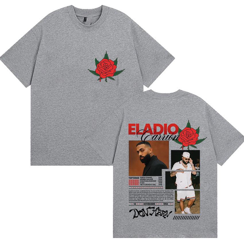 Famous Rapper Eladio Carrion Album Global Tour Mercah TShirt Men Women Loose Casual Cotton Tee Streetwear Hip Hop Oversized Top