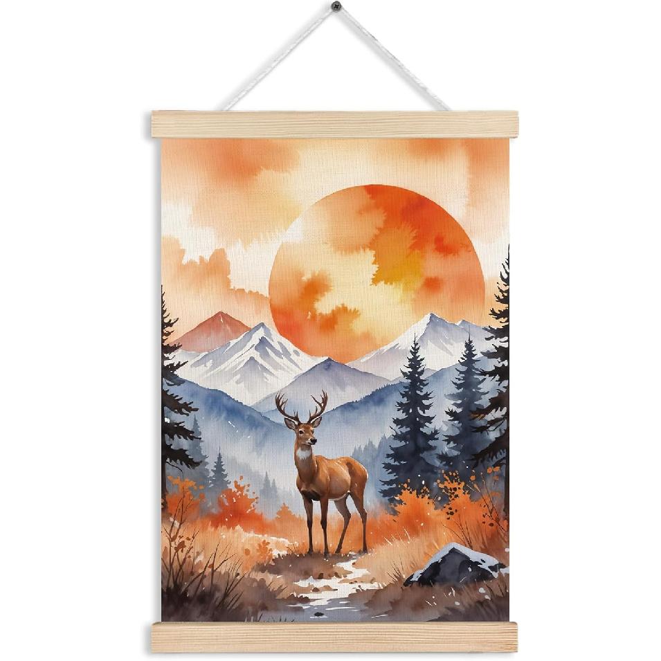 RYVJU Traditional Japanese Temple Wall Art Poster Hanger Frame, Japanese Room Decor, Asian Spiritual Nature Landscape Wall Decor Canvas Prints for