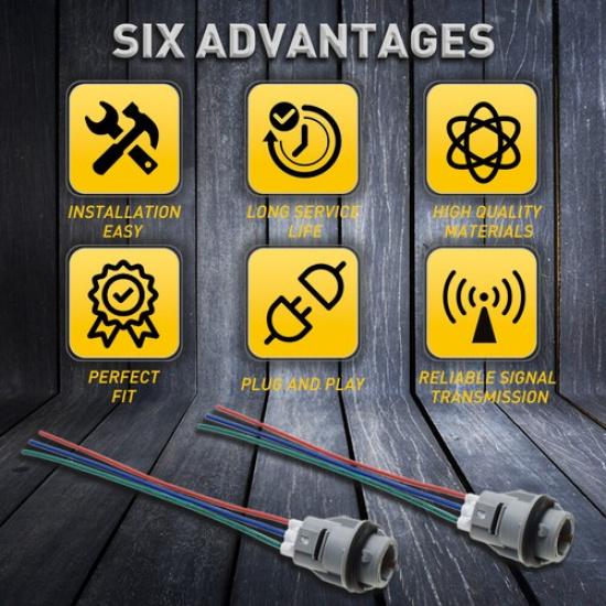 2 Front Turn Signal Light Socket Connector Harness W/ 3-Wire Kit For Honda Civic