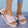 Fashion Ladies Shoes On Sale 2024 Open Toe Women's Slippers Summer Casual Slippers Women Print Platform Wedge Plus Size Shoes Women