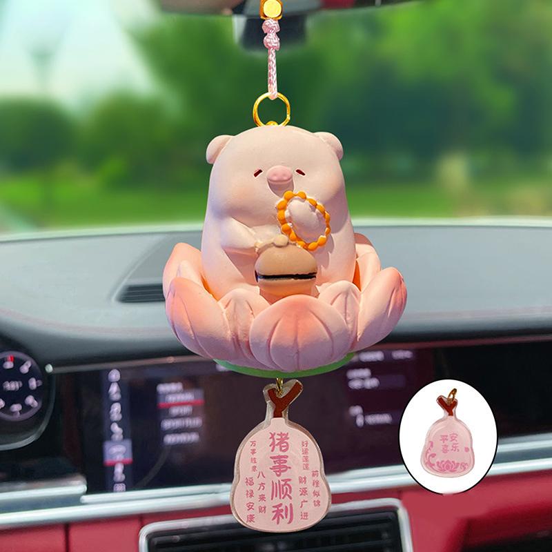 Качающееся животное Капибара Автомобильный кулон Удача Лотос Основание Автомобильный подвесной орнамент Кошка Панда Авто Зеркало заднего вида Подвеска Домашний декор