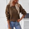 Women Chunky Cable Knit Oversized Pullover Sweater Crew Neck Long Sleeve Solid Color Casual Woven Tops Fall