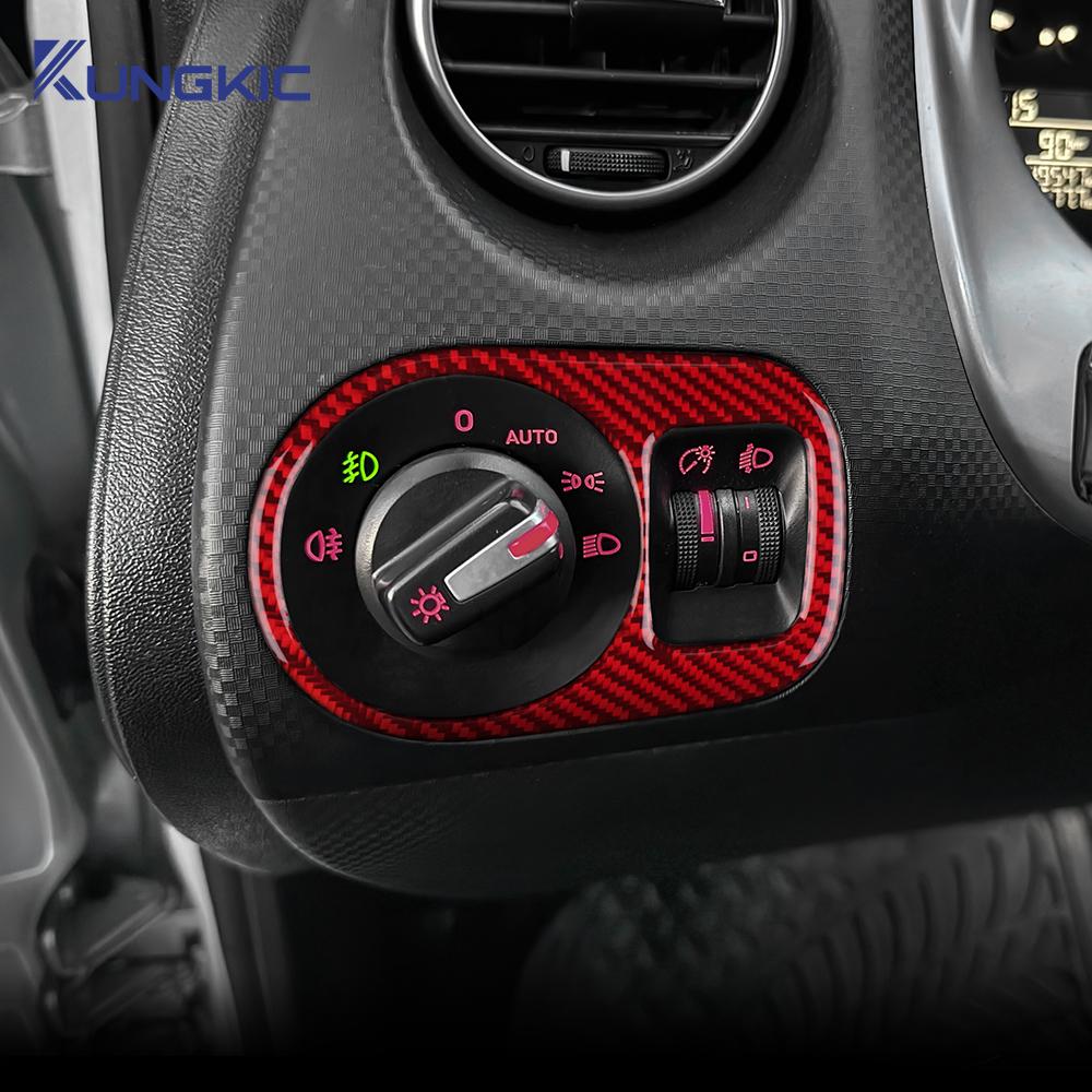 Real Soft Carbon Fiber For Seat Altea 2004 2005 2006 2007 2008 2009 2010 2011-2016 Altea XL Car Headlight Switch Frame Sticker