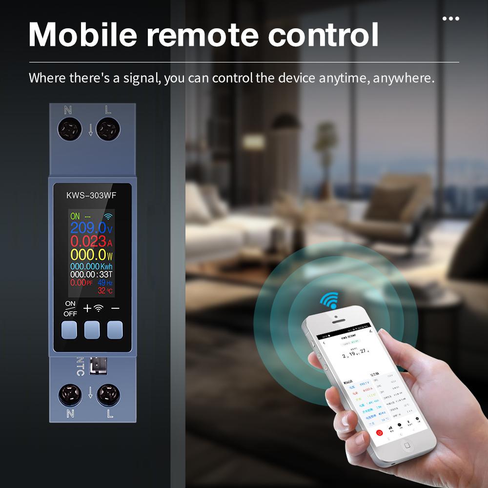 Tuya WiFi Измеритель мощности 2P AC Измеритель энергии Управление через приложение 85-290В/40А Измеритель напряжения и тока Измеритель потребления электроэнергии Smart Life