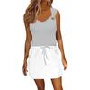 Женское модное повседневное платье без рукавов с принтом и завязками на шнурке с карманами