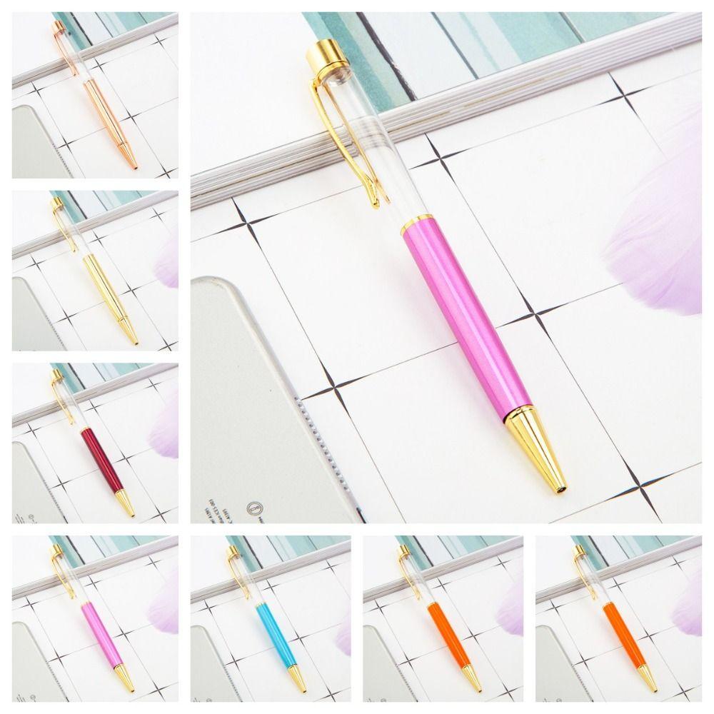 DIY Neutral Gel Pens Metal Signature Pen Gold Powder Empty Tube Ball Point Pen  Stationery