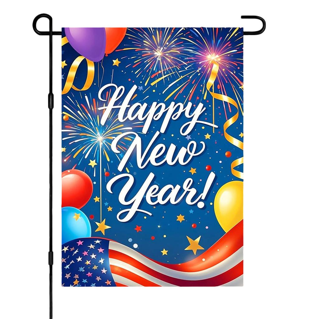 New Year's Decoration Of Garden Atmosphere With Garden Flags