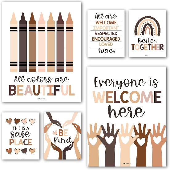 Hadley Designs Diversity Posters For Classroom Elementary –6 Inclusive Everyone Is Welcome Classroom Decor, Safe Space Sign Preschool Kindness
