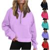 2025 Autumn Winter New Women's Scuba Sports Half-Zip Yoga Loose Short Hooded Fleece Lined Sweatshirt