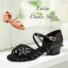 Kids Girls Leather Latin Dance Shoes Soft Sole Modern Social Ballroom Dancing Shoes Salsa Tango Low-Heel 3.5cm