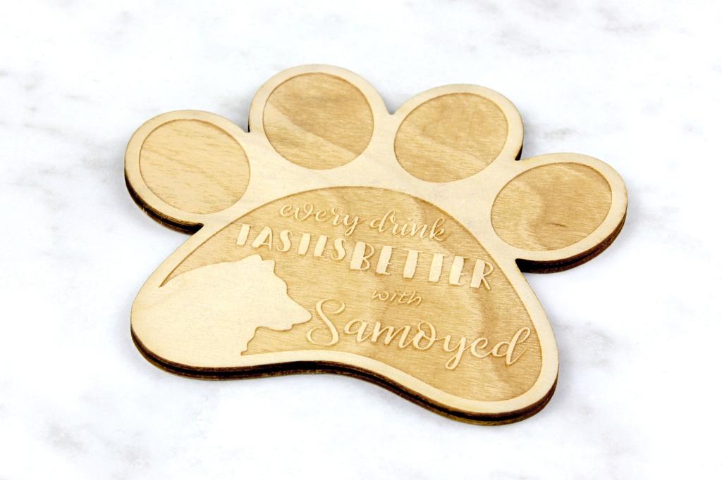 Samoyed, Bjelkier, Samoiedskaya Sobaka – Mug coaster, engraved coaster with dog | Art-Dog