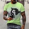 New Hot Selling T-shirt Fishing Pattern Short Sleeve 3D Animal Wolf Print Street Hip Hop Summer Tai Chi Chart Top