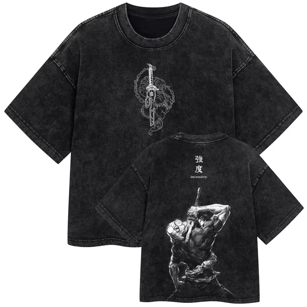 Unisex Jujutsu Kaisen T Shirt Men Women Tshirt Gojo Satoru Washed Cotton T-shirt Clothing Summer Short Sleeve Oversized Tees Streetwear