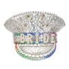 Rhinestones Bridal Hat Women White Sequins Hat for Bridal Shower Decor Captain Hats Party Supplies