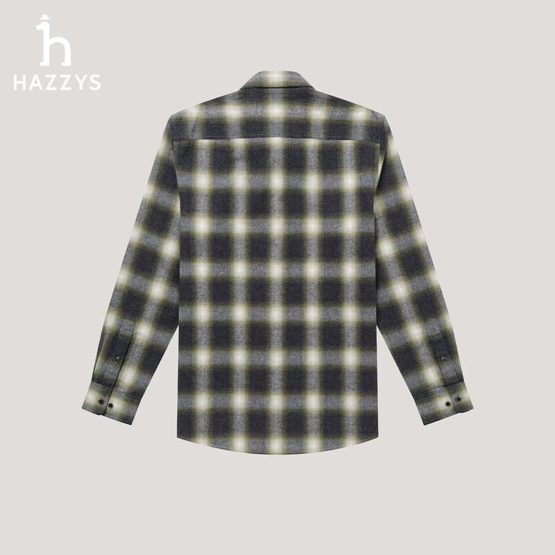 Мужская рубашка HAZZYS с градиентной клеткой из байки с длинным рукавом