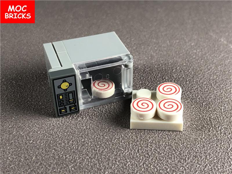 Набор MOC Кирпичи DIY Микроволновая печь Еда Печенье Суши Пончик Сахар Образовательные конструкторы игрушки для детей Рождественские подарки