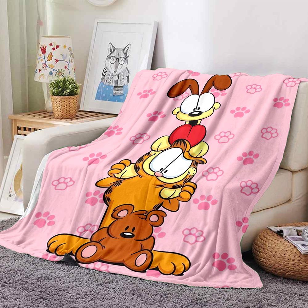Garfield Friends Flannel Blanket Super Soft Warm Cozy Blanket For Sofa Bed Office Travel Allseason Home Decor Gift