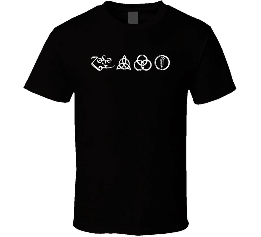 Led Zeppelin Rock Music Celebrity Tribute Logo Worn Look T Shirt