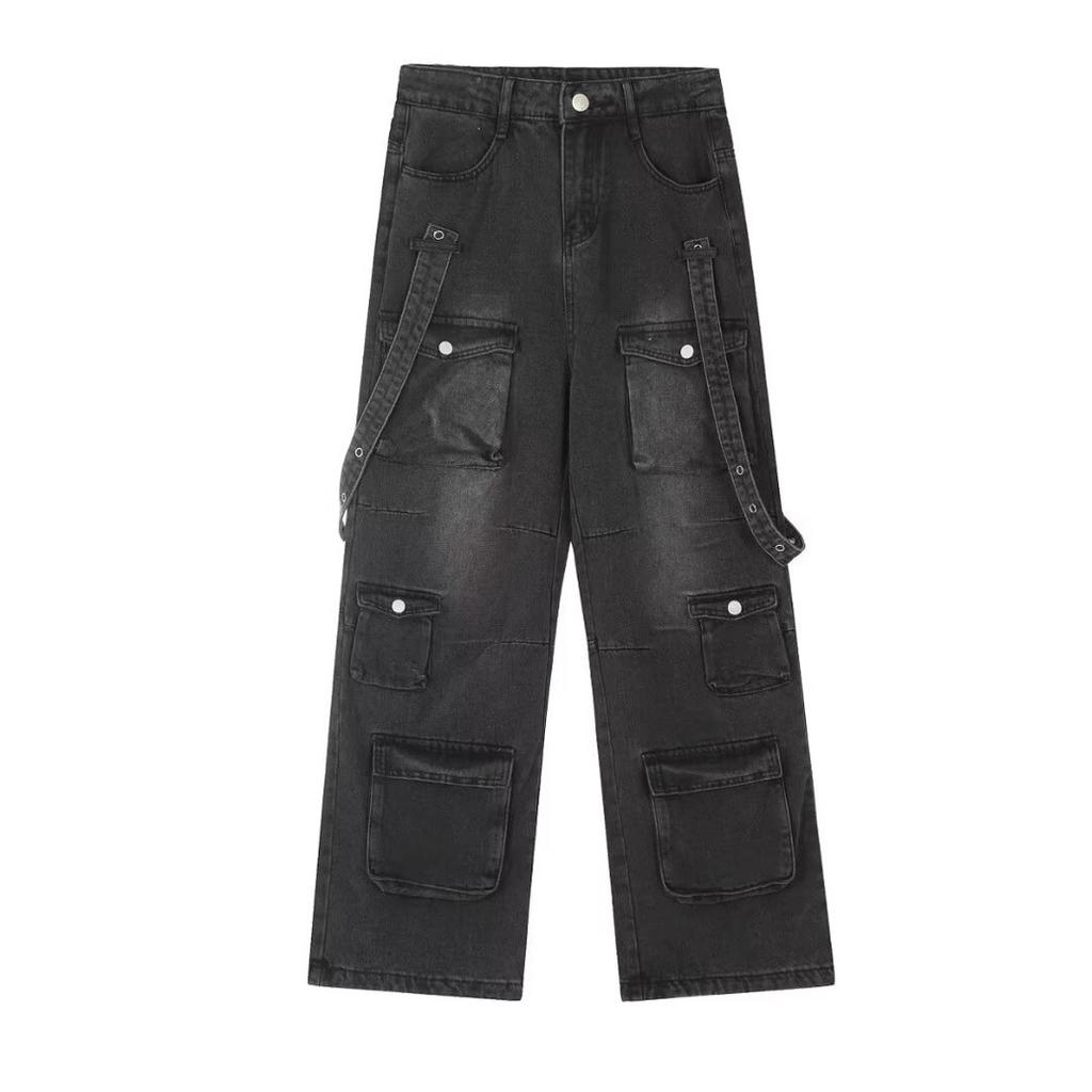 High Street Heavy Industries Американские джинсы с множеством карманов для инструментов Мужские и Женские Весна и Осень Ретро Свободные Прямые Брюки Мода
