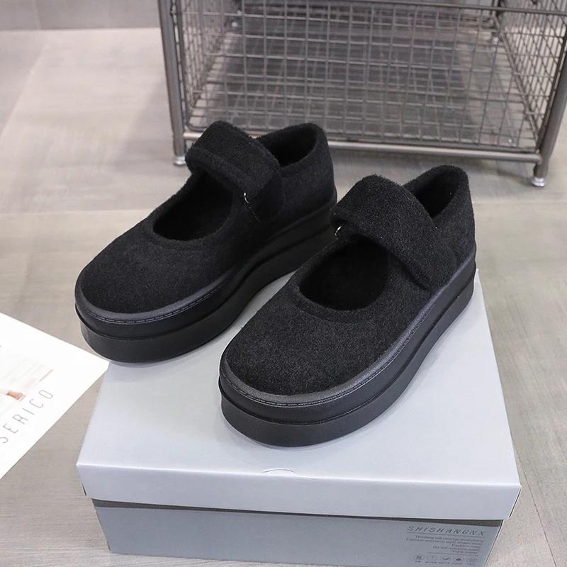 Туфли на плоской подошве из замши для женщин Туфли Мэри Джейн на платформе Модная женская обувь 2025 года Тренд Осень Новые Прогулки Уютные Туфли-лодочки Платье Zapatos Ladies