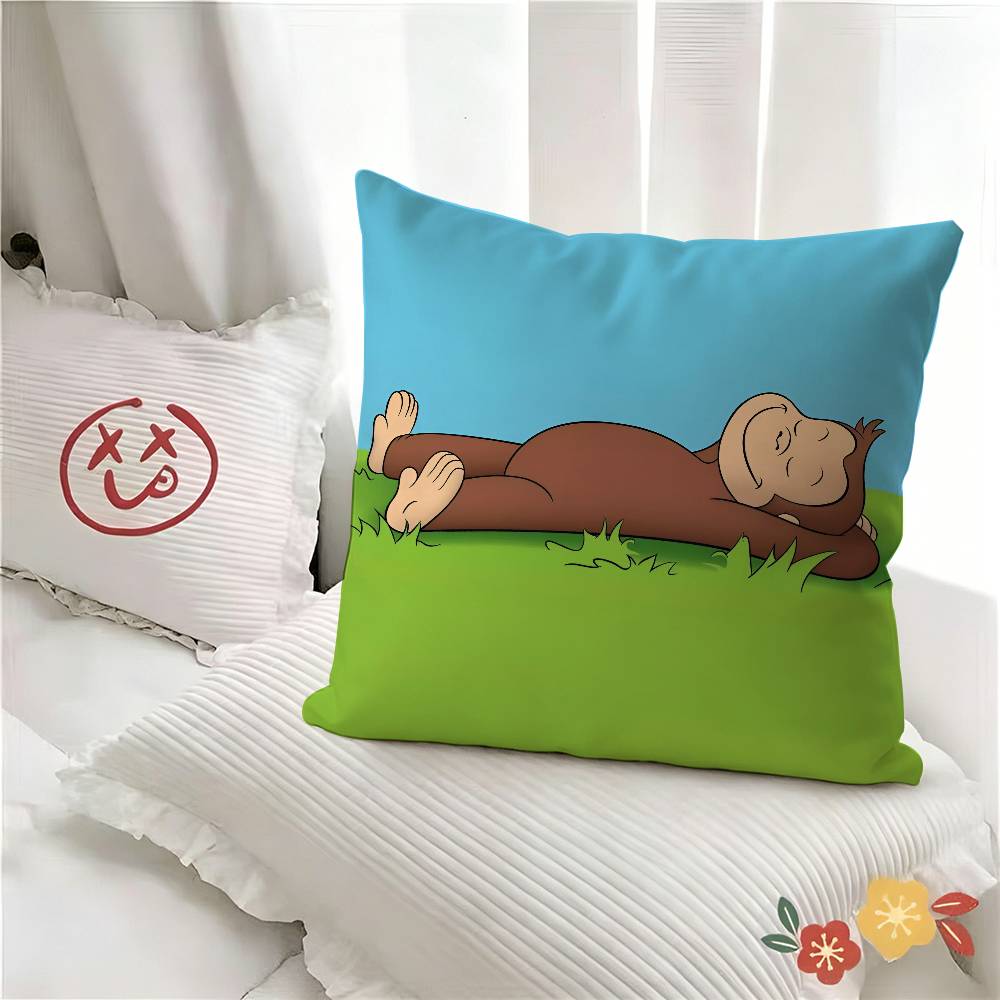 pc George The Curious Monkey Pillow Case Fashion Square Pillowcase Bedroom Sofa Room Ins Decoration Leisure