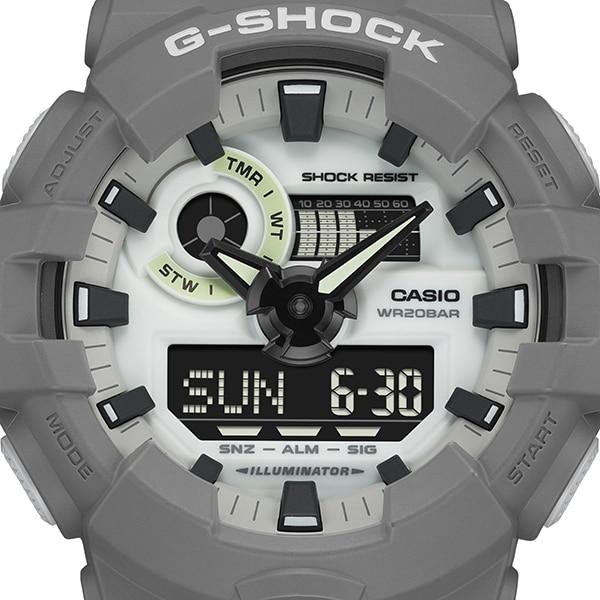 Casio Мужские G-SHOCK GA-700HD-8AJF [серия G-SHOCK HIDDEN GLOW] круглые часы серая смола