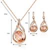 Женщины горный хрусталь овальный искусственный кварц кулон серьги-гвоздики ожерелье комплект ювелирных изделий
