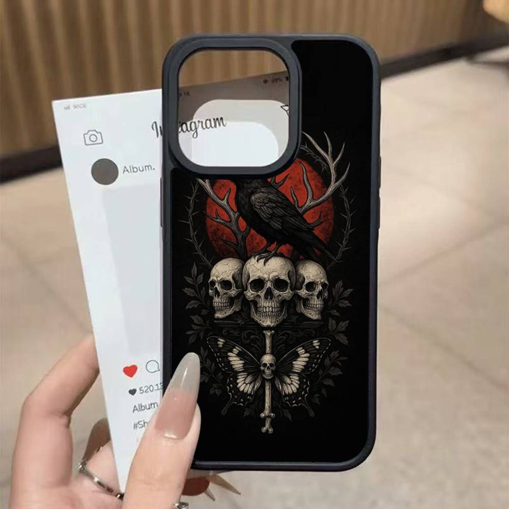 Череп Готический Жуткий Пастельный Гот Для iPhone 17 16 Pro Max Air 13 12 Mini 14 15 Plus 11 Задняя крышка из ПК+ТПУ