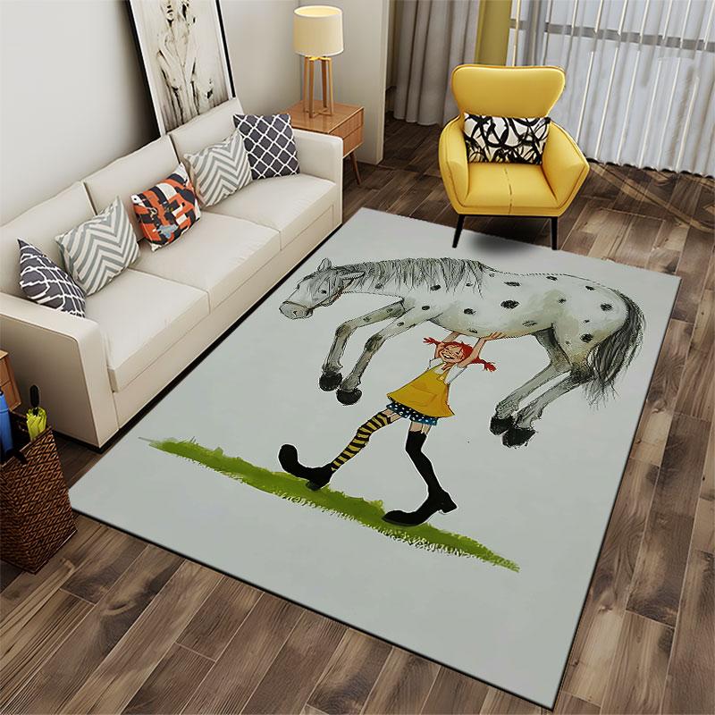 Girl Lifting Spotted Horse Pattern suitable as a non-slip mat for the living room or bedroom sofa
