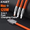 EAGET Кабель для быстрой зарядки 3-в-1 120 Вт с силиконовым проводом и интерфейсом из цинкового сплава