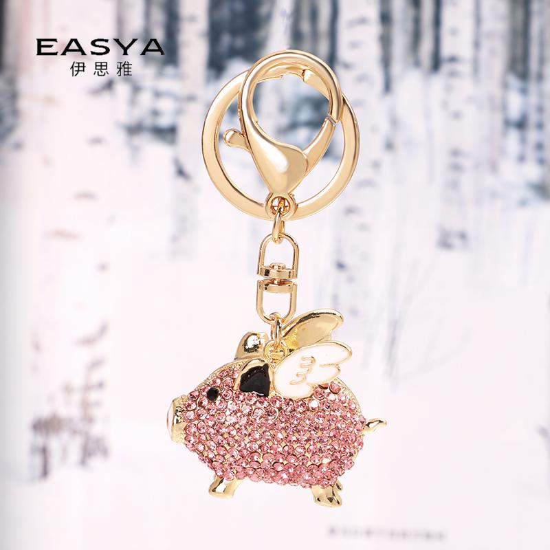 EASYA Милая форма свиньи Брелок для сумки Брелок Каваи Аниме Винтажный Металл Кристалл Высококлассный Роскошный Женский Шарм Украшения подарки друзьям