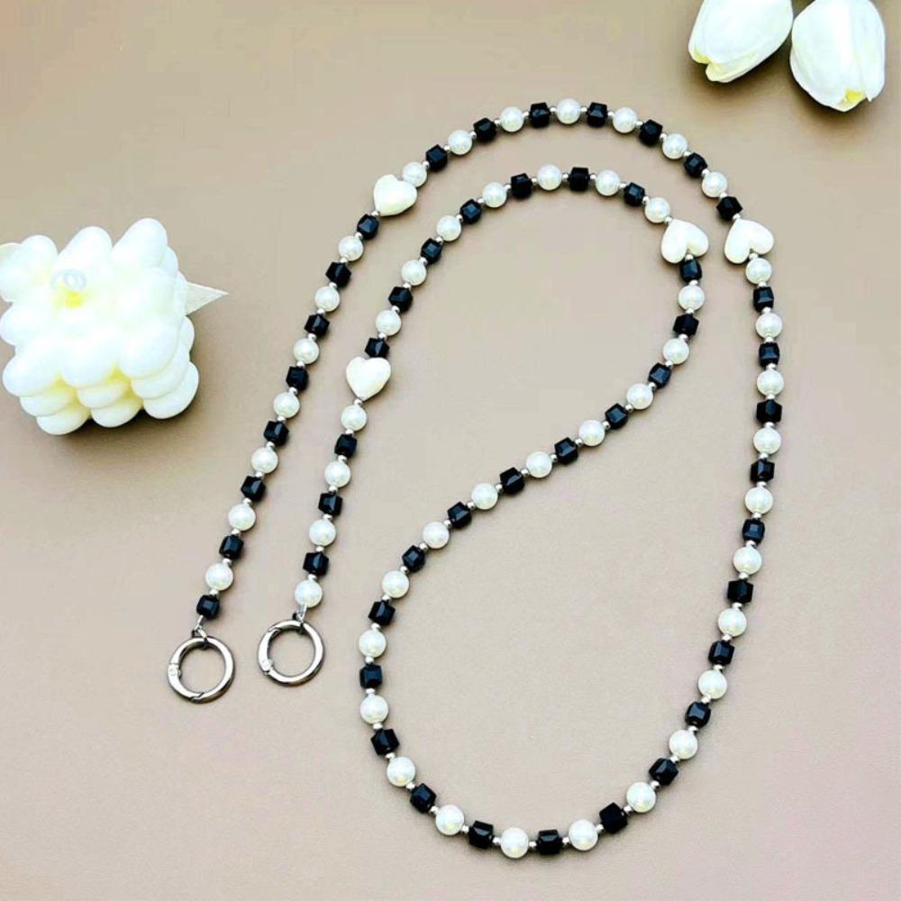 Hanging Decoration Wallet Necklace Chain Pearl Love Bead Phone Anti Loss Lanyard Phone