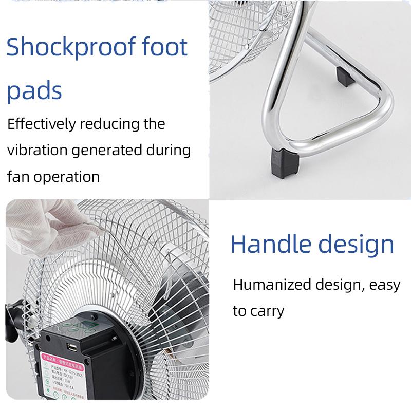 14 Inch Portable Solar Fan,Rechargeable Fan with Solar Panel Powered and AC Charger Dual Input for Camping,Fishing Outdoors