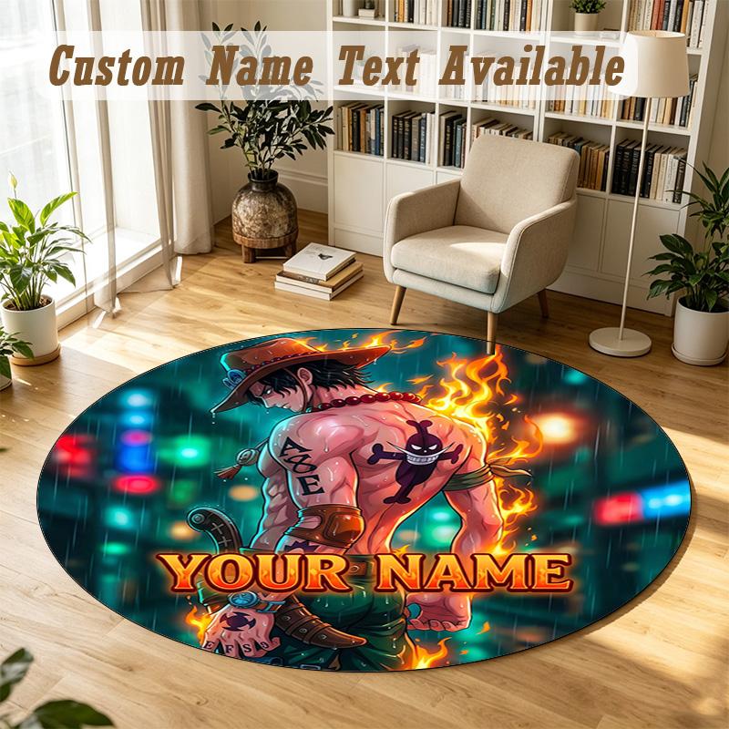 Round Rug Custom NameOne Piece Pattern Non Slip Carpet Home Floor Decor