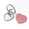 with Magnifying Heart Shaped Compact Mirror Portable Vanity Mirrors Fashion Pink Mirror  for Girls