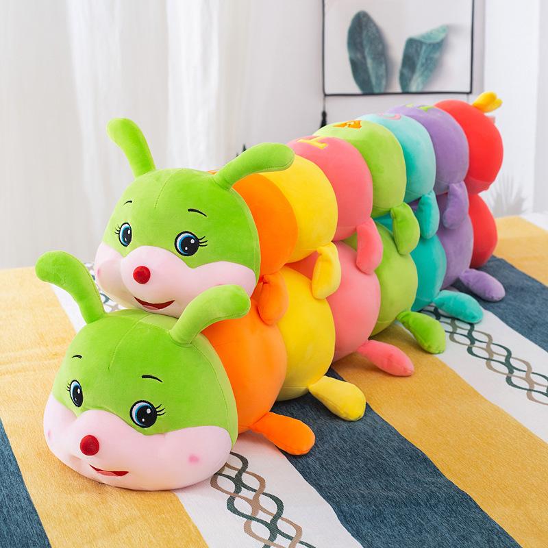 Красочный плюш для игрушки CATERPILLAR, Мягкая декоративная подушка-кукла из полиэстера, Креативный дизайн длинной полосатой гусеницы, Забавные, Мягкие буквы