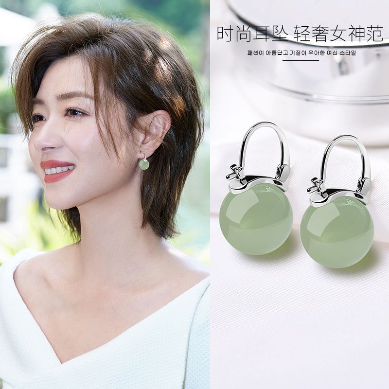 Модный темперамент антиаллергенные серьги с пряжкой в подарок 1 пара имитация нефрита и камня модная индивидуальность