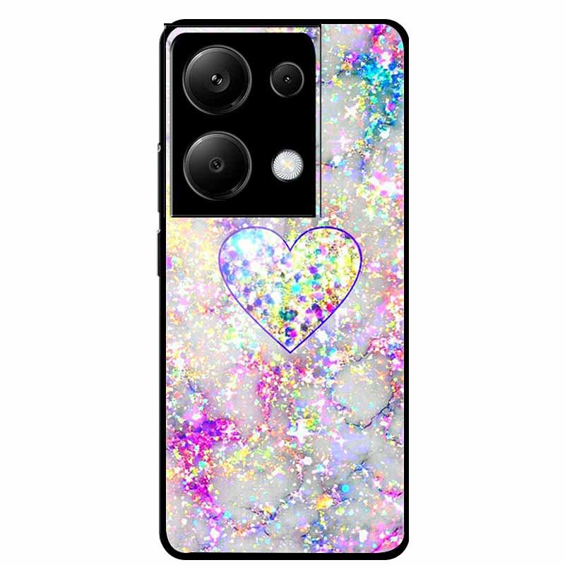 Чехол для Redmi NOTE 13 PRO 4G с закаленным стеклом и эстетичной цветной покраской