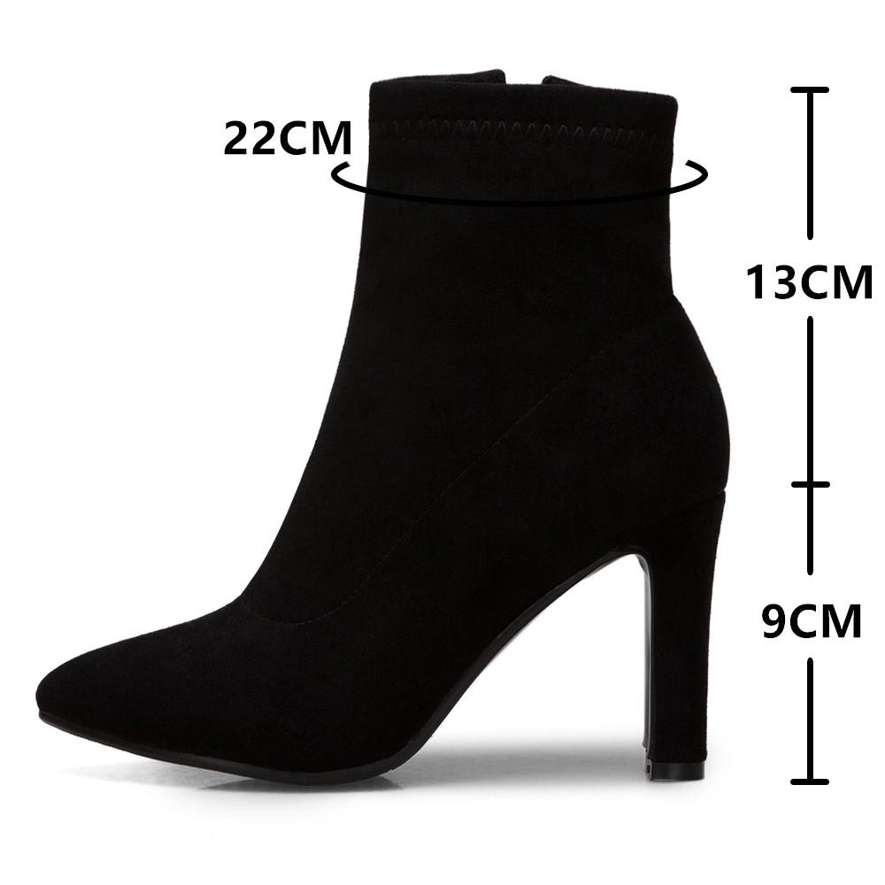 New High Heel Boots Women Korean Style Autumn and Winter High Heel Stretch Thin Boots Pointed Toe Sock Boots Women Gray